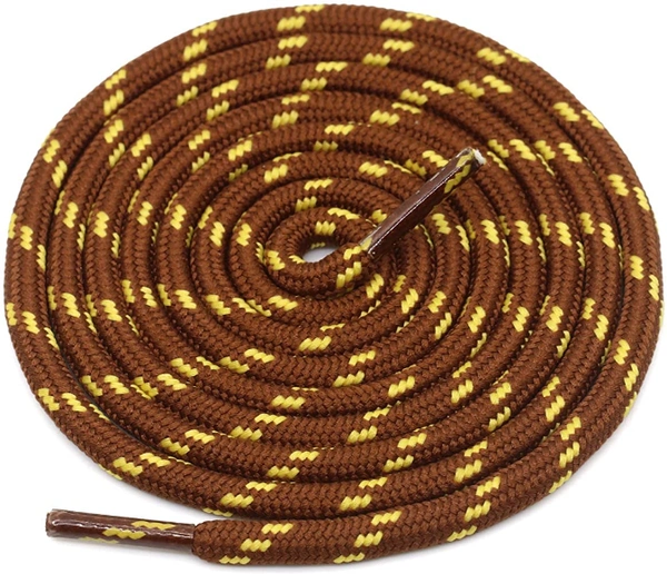 GRAH SANGRAH® (2 Pair) Shoelaces for Hiking Shoes, Outdoor Walking Sneakers, Outdoor Hiking, Climbing, Basketball, Work Boot, Running , Sport Shoes - 120 cm, Brown Yellow
